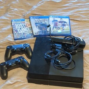 Sony Black PlayStation 4 Console with DualShock 2 Controllers W/3 Games